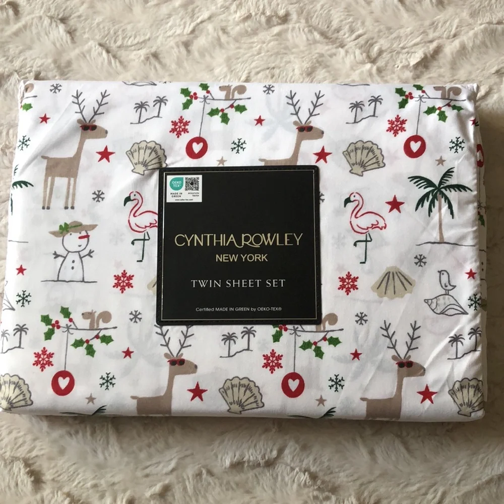 Cynthia Rowley Christmas BEACH Sheet Set - TWIN